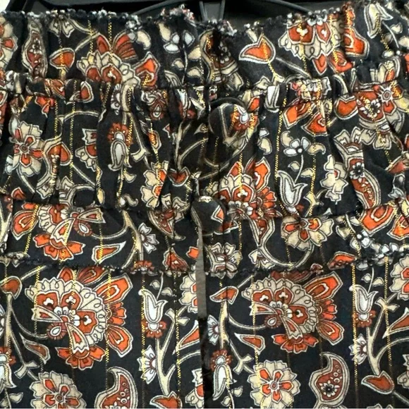 Boden Ruched Detail Metallic Thread Paisley Print Blouse Top Women’s Size 14 US - Picture 8 of 11